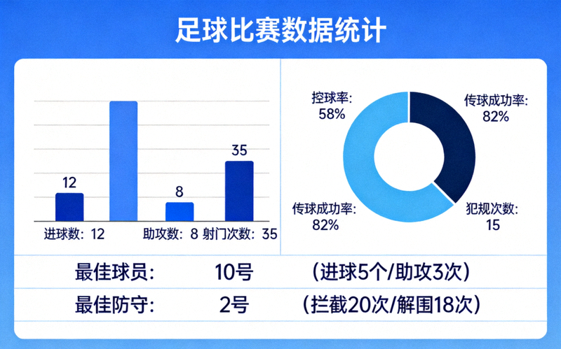 足球比赛数据统计图表展示